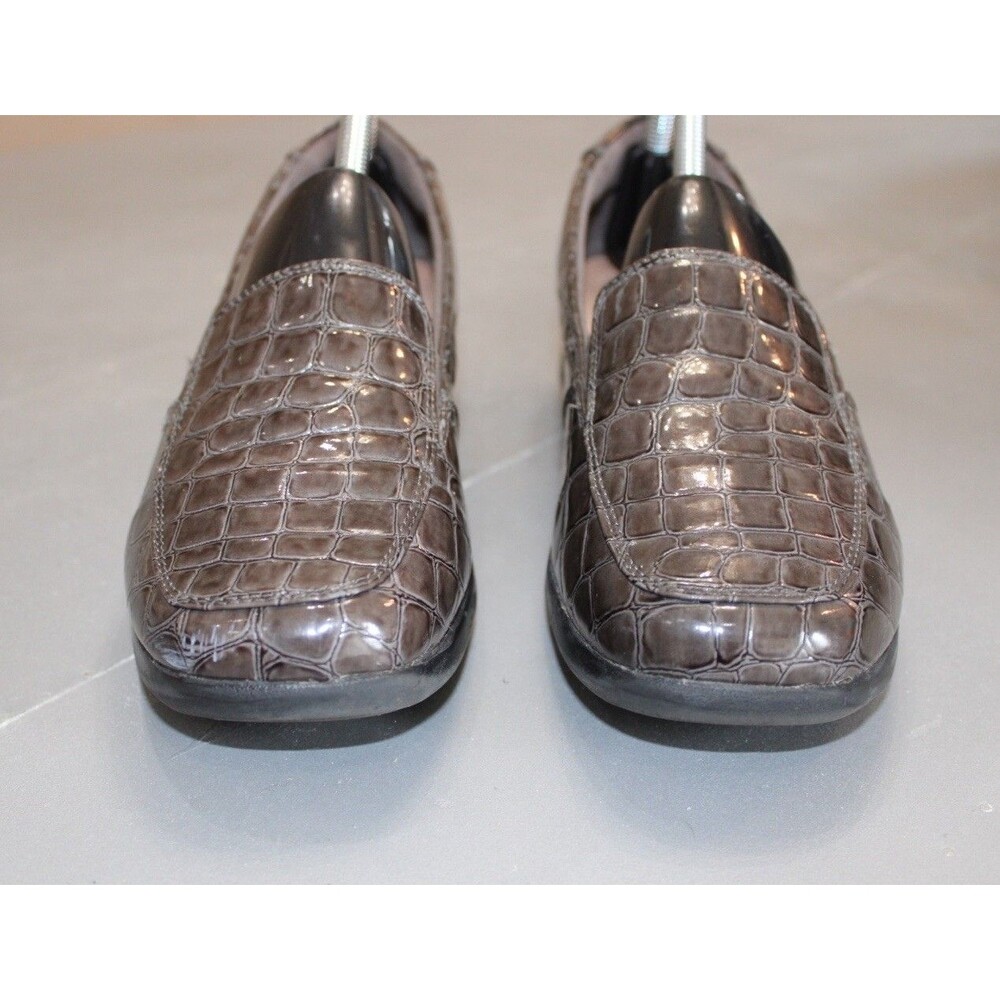 Clarks Collection Womens Gael Angora Loafer Shoes Brown Crocodile Embossed Sz 10 - Picture 2 of 8